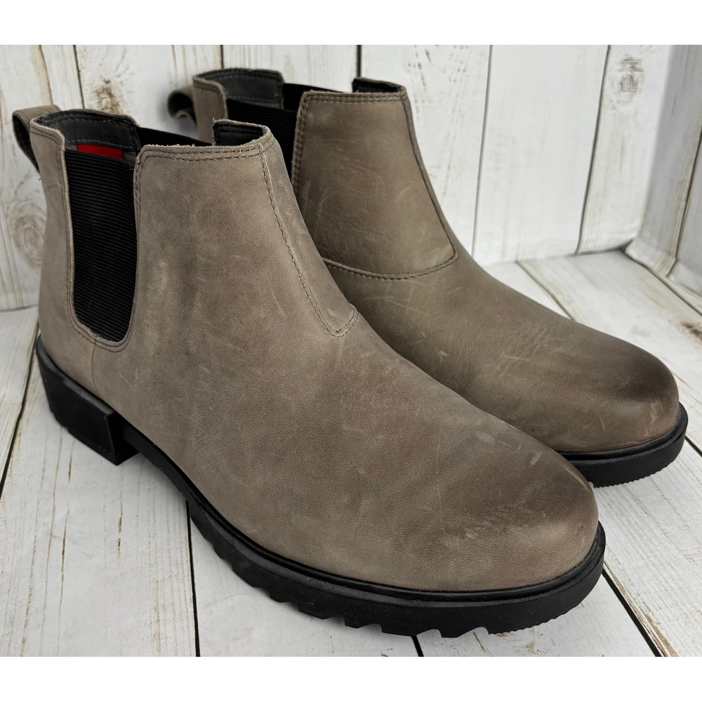 Sorel Lennox Chelsea Waterproof Leather Boots Quarry Grey NL4324-052 Womens 10